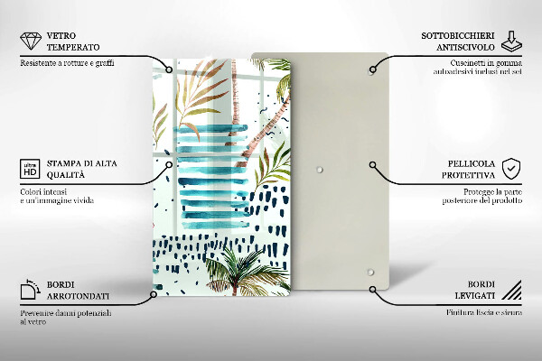 Kuchynská doska veľká zo skla Dovolenkové ilustrácie