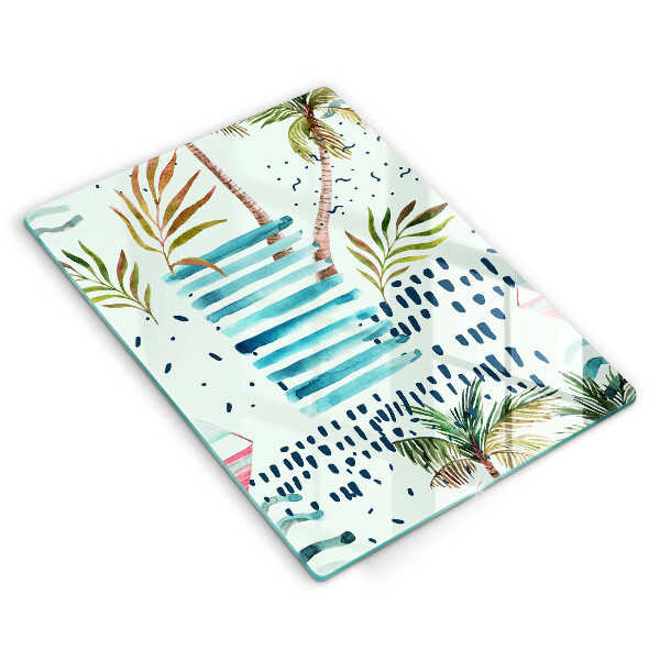 Kuchynská doska veľká zo skla Dovolenkové ilustrácie