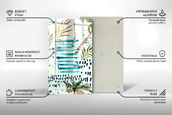 Kuchynská doska veľká zo skla Dovolenkové ilustrácie