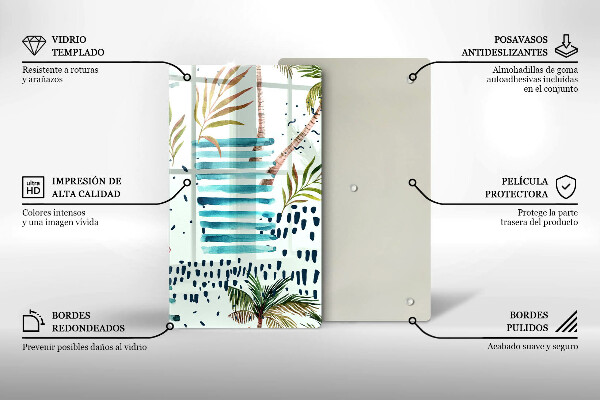 Kuchynská doska veľká zo skla Dovolenkové ilustrácie