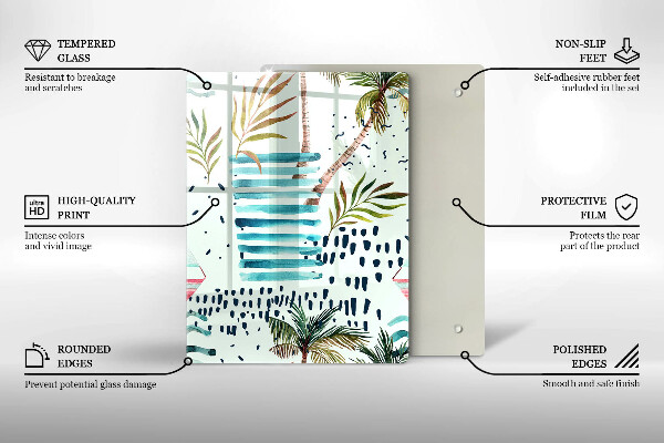 Kuchynská doska veľká zo skla Dovolenkové ilustrácie