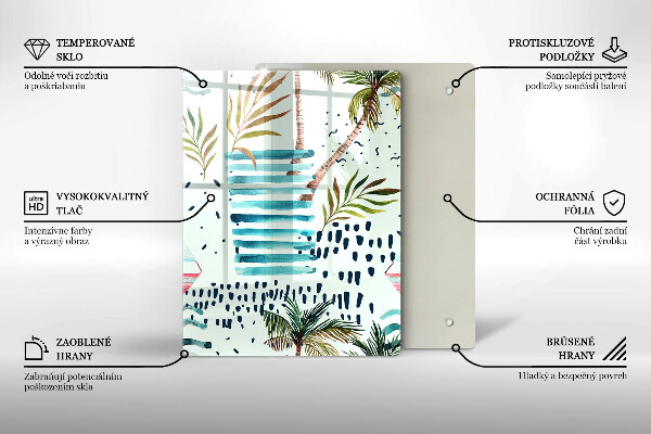 Kuchynská doska veľká zo skla Dovolenkové ilustrácie