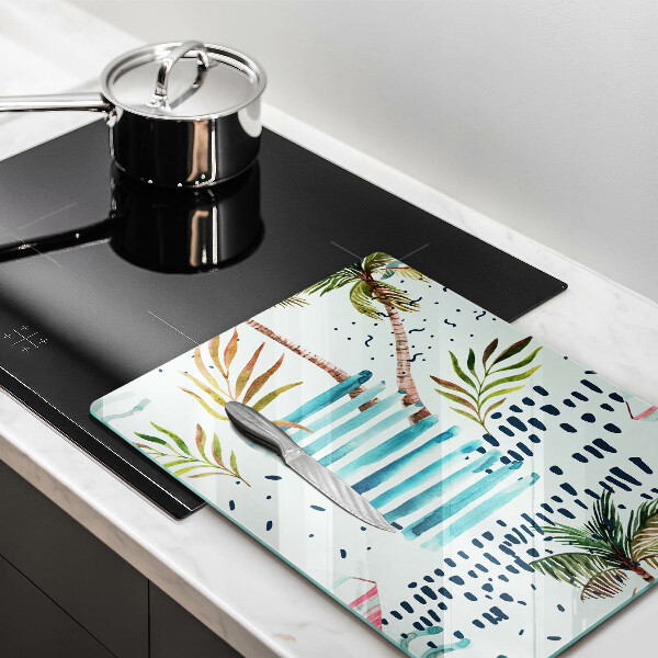 Kuchynská doska veľká zo skla Dovolenkové ilustrácie