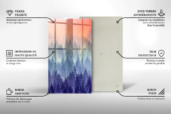 Kuchynská doska veľká zo skla Les pri západe slnka