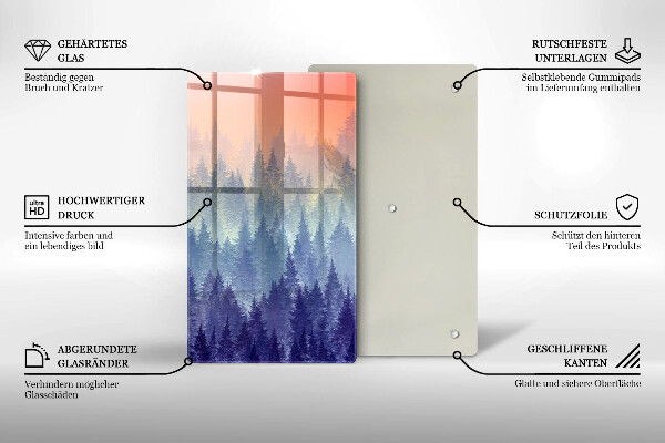 Kuchynská doska veľká zo skla Les pri západe slnka