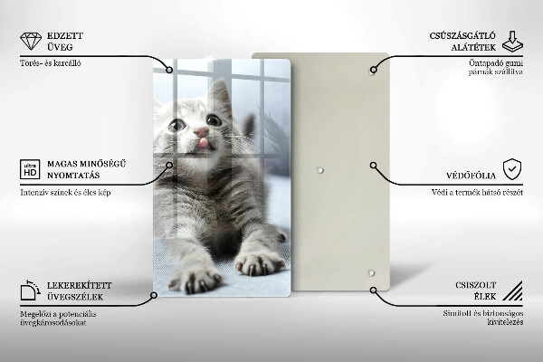 Kuchynská doska veľká zo skla Malé roztomilé mačiatko