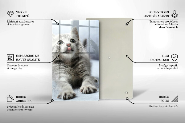 Kuchynská doska veľká zo skla Malé roztomilé mačiatko