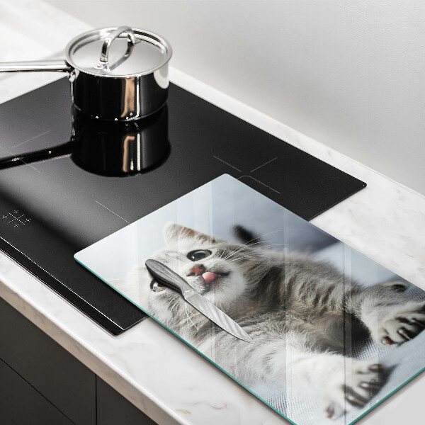 Kuchynská doska veľká zo skla Malé roztomilé mačiatko
