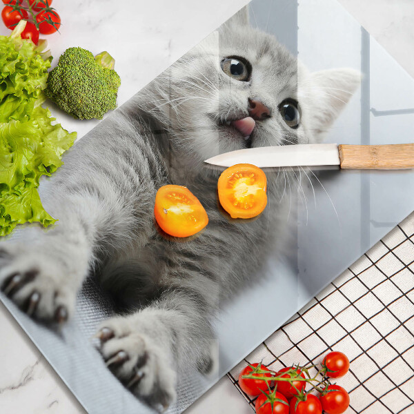 Kuchynská doska veľká zo skla Malé roztomilé mačiatko