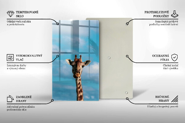 Kuchynská doska veľká zo skla Žirafa a obloha