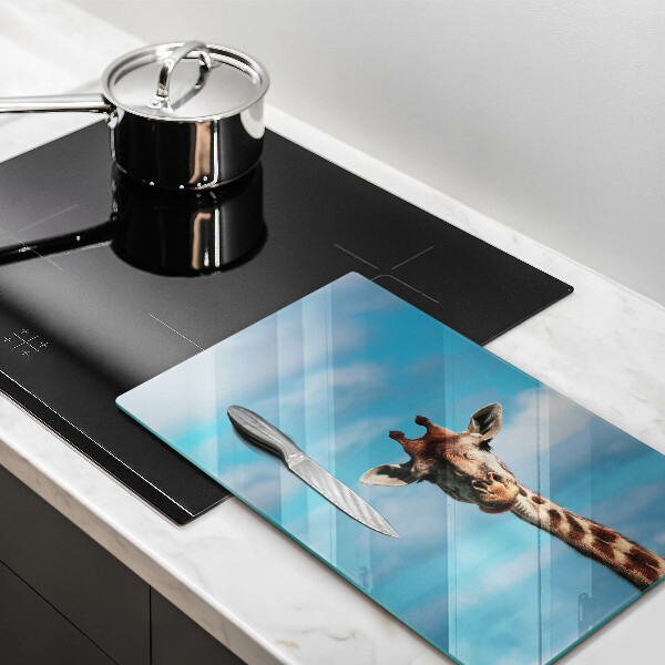 Kuchynská doska veľká zo skla Žirafa a obloha
