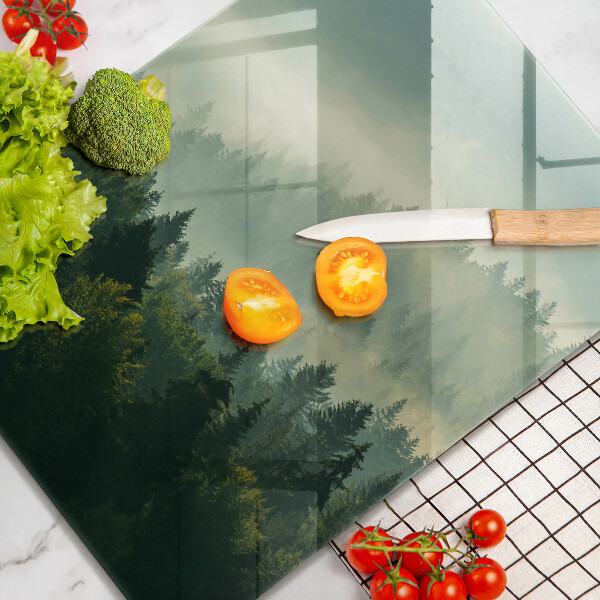 Kuchynská doska veľká zo skla Krajina Pohľad na les