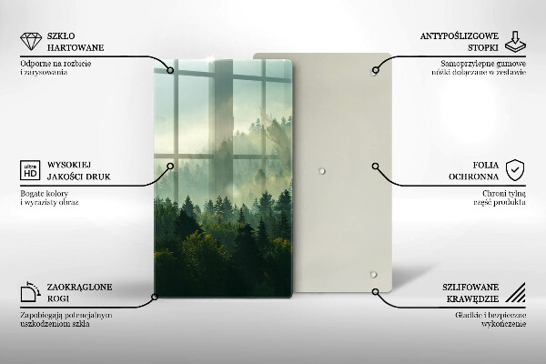 Kuchynská doska veľká zo skla Krajina Pohľad na les