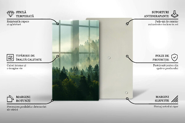 Kuchynská doska veľká zo skla Krajina Pohľad na les