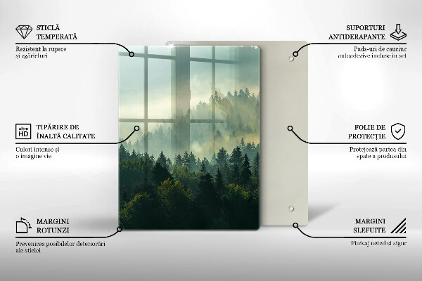 Kuchynská doska veľká zo skla Krajina Pohľad na les