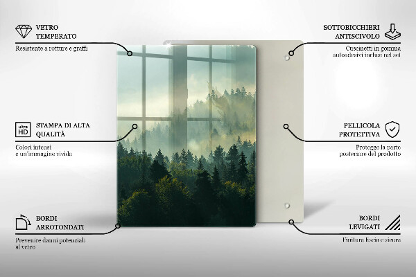 Kuchynská doska veľká zo skla Krajina Pohľad na les