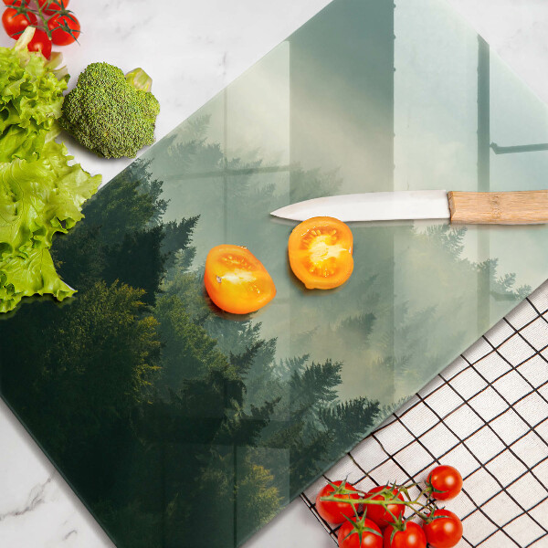 Kuchynská doska veľká zo skla Krajina Pohľad na les