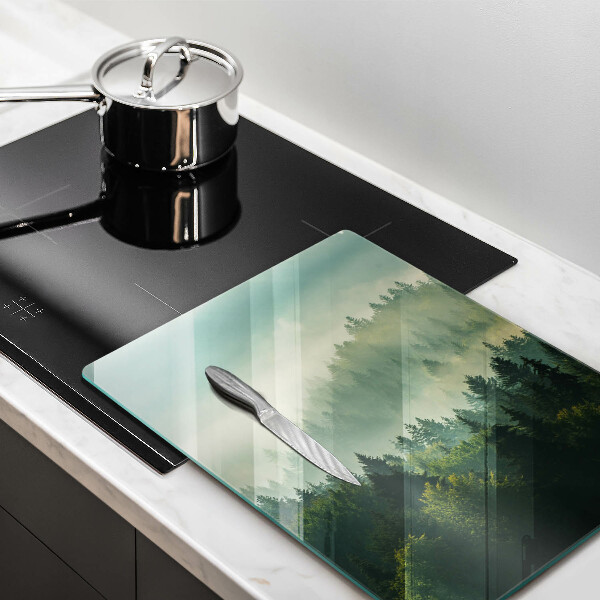 Kuchynská doska veľká zo skla Krajina Pohľad na les