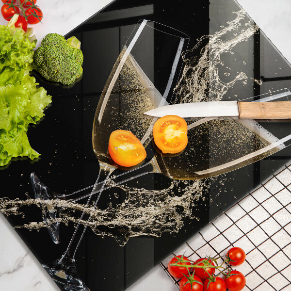 Kuchynská doska veľká zo skla Poháre na šampanské