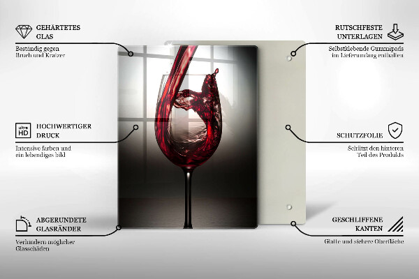 Kuchynská doska veľká zo skla Sklo a červené víno