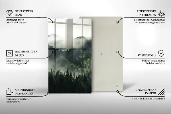 Kuchynská doska veľká zo skla Krajina lesa a hmly