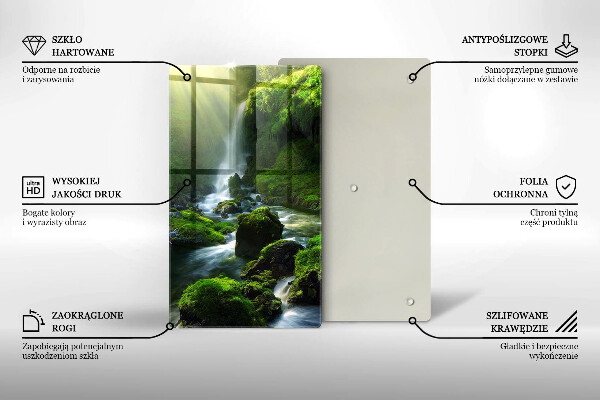 Kuchynská doska veľká zo skla Vodopád v džungli