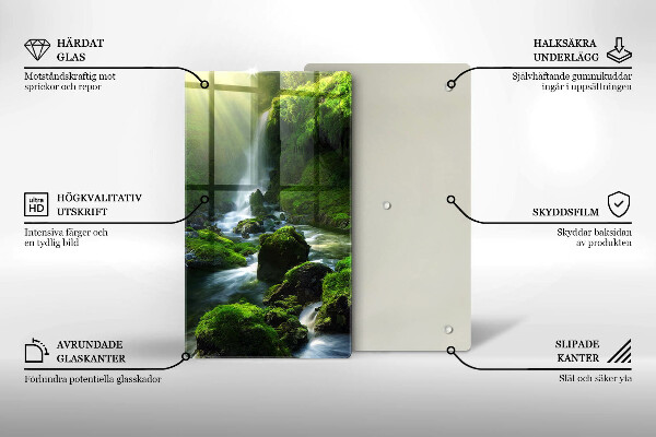 Kuchynská doska veľká zo skla Vodopád v džungli