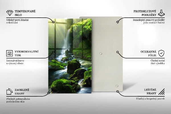 Kuchynská doska veľká zo skla Vodopád v džungli