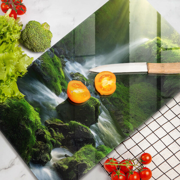 Kuchynská doska veľká zo skla Vodopád v džungli