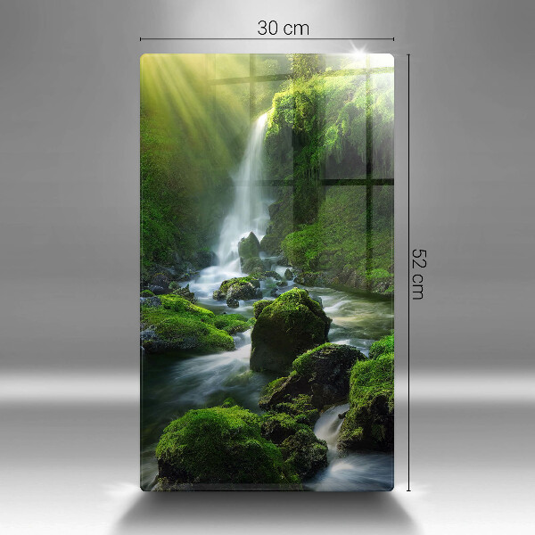 Kuchynská doska veľká zo skla Vodopád v džungli