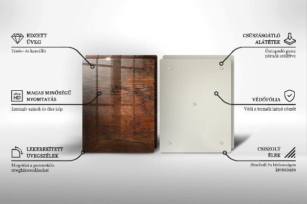 Kuchynská doska veľká zo skla Doska z tmavého dreva