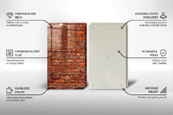 Kuchynská doska veľká zo skla Stena z tehlovej steny