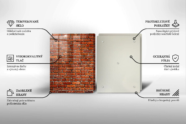 Kuchynská doska veľká zo skla Stena z tehlovej steny