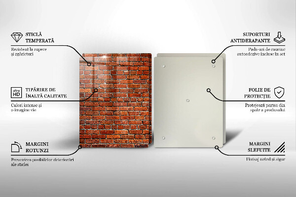 Kuchynská doska veľká zo skla Stena z tehlovej steny