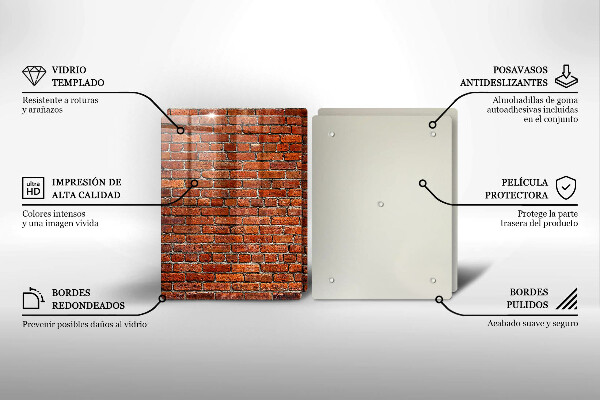 Kuchynská doska veľká zo skla Stena z tehlovej steny