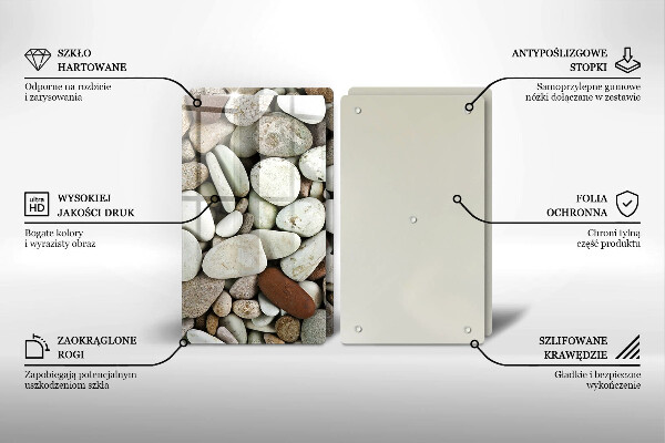 Kuchynská doska veľká zo skla Malé kamienky na pozadí