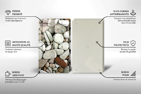 Kuchynská doska veľká zo skla Malé kamienky na pozadí