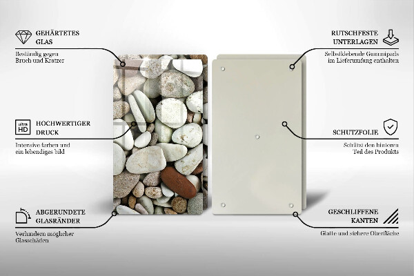 Kuchynská doska veľká zo skla Malé kamienky na pozadí