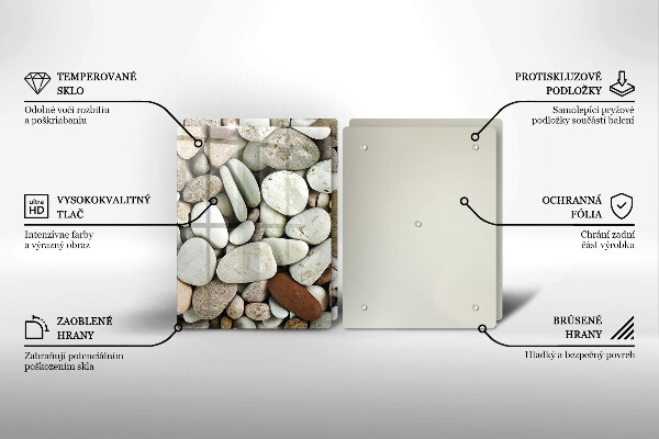 Kuchynská doska veľká zo skla Malé kamienky na pozadí