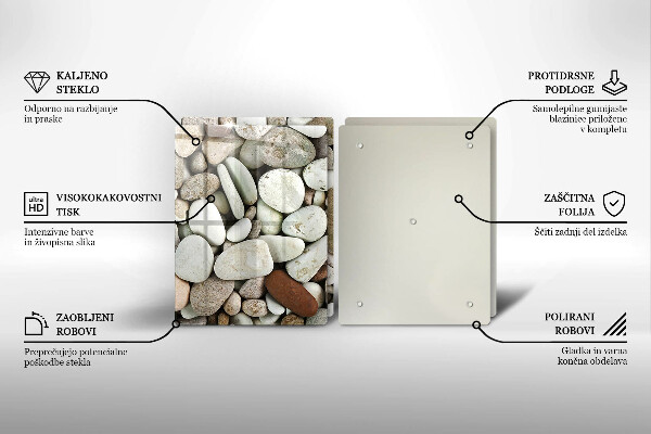 Kuchynská doska veľká zo skla Malé kamienky na pozadí