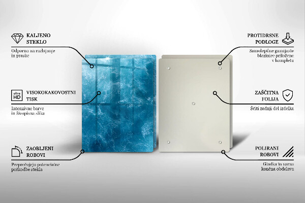 Kuchynská doska veľká zo skla Modrá voda