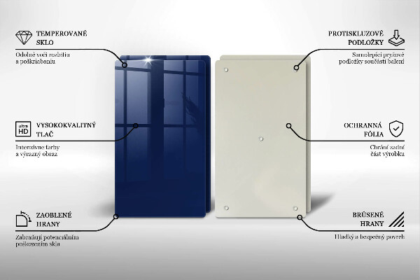 Kuchynská doska veľká zo skla Modrá farba