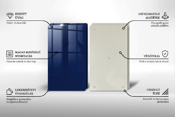 Kuchynská doska veľká zo skla Modrá farba