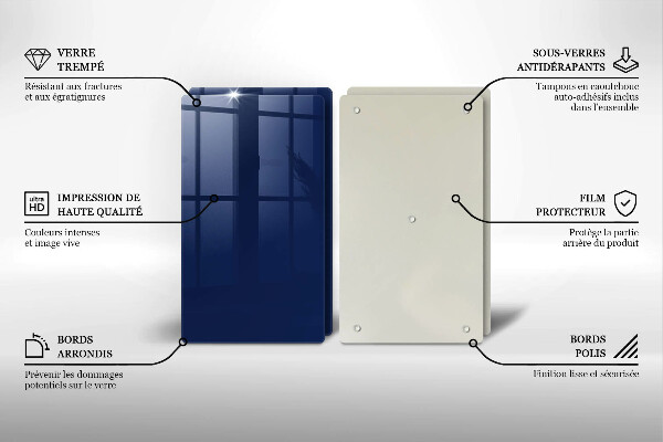 Kuchynská doska veľká zo skla Modrá farba