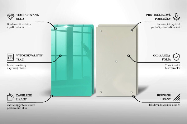 Kuchynská doska veľká zo skla Zelená farba