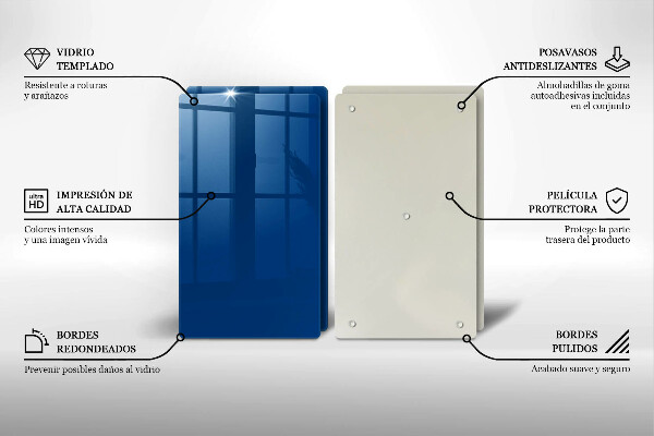 Kuchynská doska veľká zo skla Modrá farba