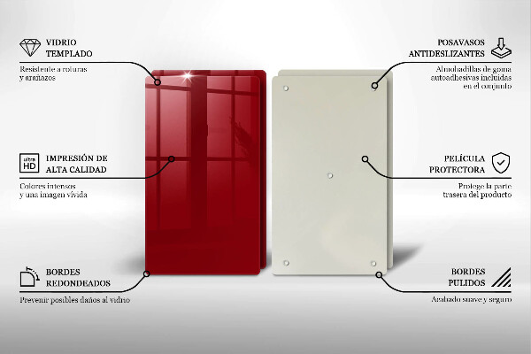 Kuchynská doska veľká zo skla Červená farba