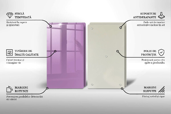 Kuchynská doska veľká zo skla Fialová farba