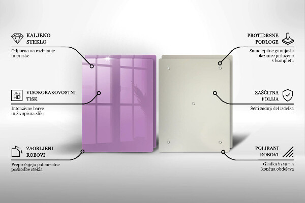 Kuchynská doska veľká zo skla Fialová farba