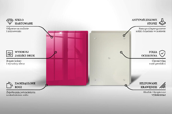 Kuchynská doska veľká zo skla Ružová farba